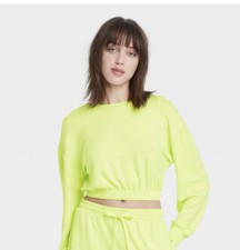 Colsie Sweatshirt Crop Juniors Large Long Sleeve Crewneck Lounge Top Sz M