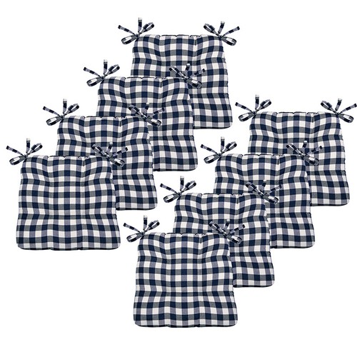 Gingham Plaid Checkered Country Farmhouse Chair Cushions - Assorted Colors - 第 46/54 張圖片