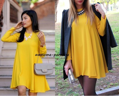 RARE ZARA LONGSLEEVE DRESS SWING YELLOW 