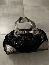 Borsa bauletto Carpisa effetto pitone due manici nero grigio argento