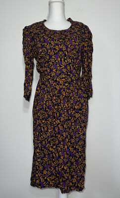 Scandels Vintage Women's Pencil Dress Purple Gold Floral Corset Waist Size  6 | eBay