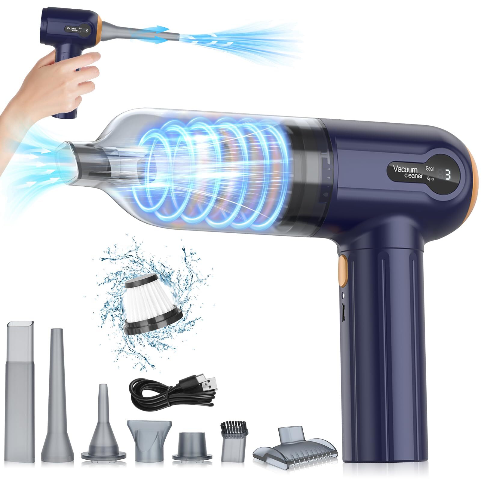 Car Vacuum Cleaner, 15000PA Mini Portable Handheld Car Vacuum Rechargeable Du...