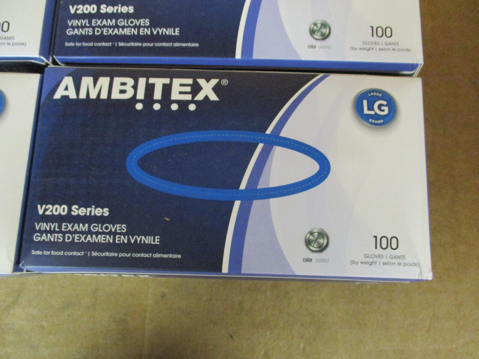 4 BOX LOT Ambitex V200 Powder Free Clear EXAM Vinyl Gloves Large 100