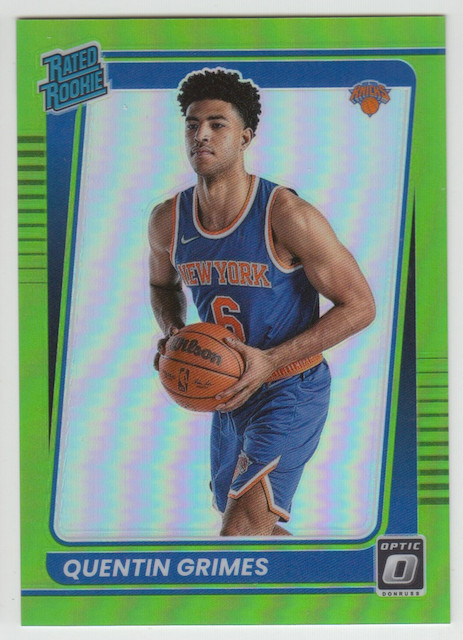 2021-22 Donruss Optic Quentin Grimes #166 Rated Rookie Lime Green Prizm RC /149