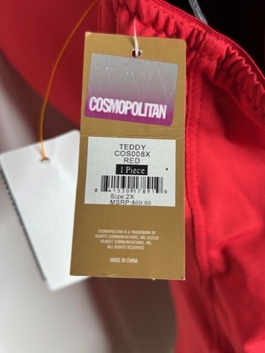 New w Tags $70 COSMO Style by Cosmopolitan One-Piece Red Teddy Women 2X - Picture 5 of 5