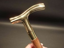 Solid Brass Derby Head Handle Antique Victorian Style Wooden Walking Stick Cane