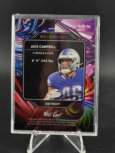 2023 Wild Card Wild Chrome #WCP-PR JACK CAMPBELL GOLD Rookie /2 Ultra Rare RC - Picture 2 of 2