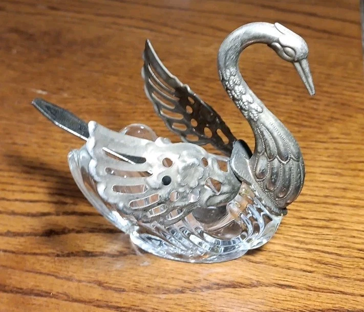 2 cocteleras de sal cisne de vidrio plateadas vintage de los años 50-60 ver fotos Foto 4 de 4