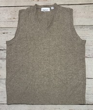 Damon V-Neck Sweater Vest Men  s Sz M Beige 100 Lambswool