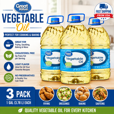 3 pack Great Value Vegetable Oil, 1 Gallon choice for all of your cooking