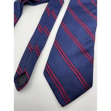 Brooks Brothers 346 Mens Silk Tie Navy Blue Red Diagonal Repp Striped USA Made