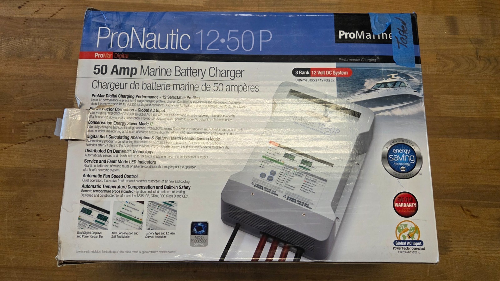 ProMariner ProNautic 1250P 50Amp 3 Bank 12V Boat Battery Charger