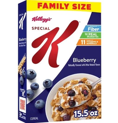 Kellogg's Special K Blueberry Breakfast Cereal, Good Source of Fiber, 15.5 oz