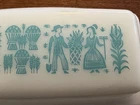Nice Vintage Pyrex Butter Dish Amish Butter Print Turquoise
