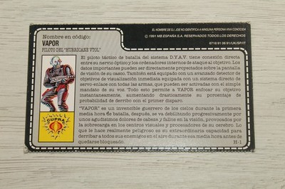 GI JOE GIJOE FILE CARD ''VAPOR'' FILECARD ORIGINAL MB SPAIN 1991