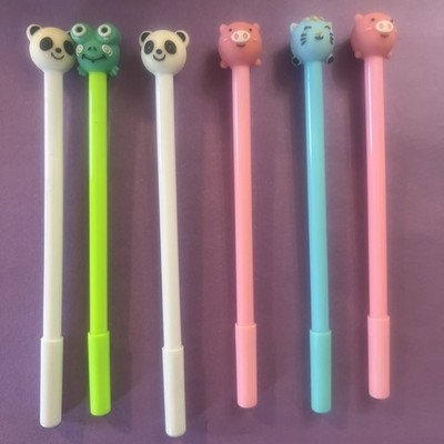 6 Animal Themed Tip Pens Black Felt Tip 