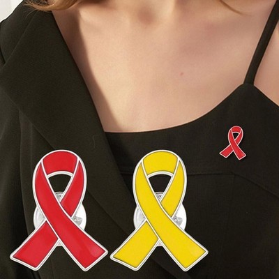 1/20Pcs Yellow Awareness Ribbon Pin Badge Bow Brooch 2024 D6F5