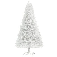 6FT Unlit Slim Artificial Christmas Tree White 1000 Tips Hinged Auto Open