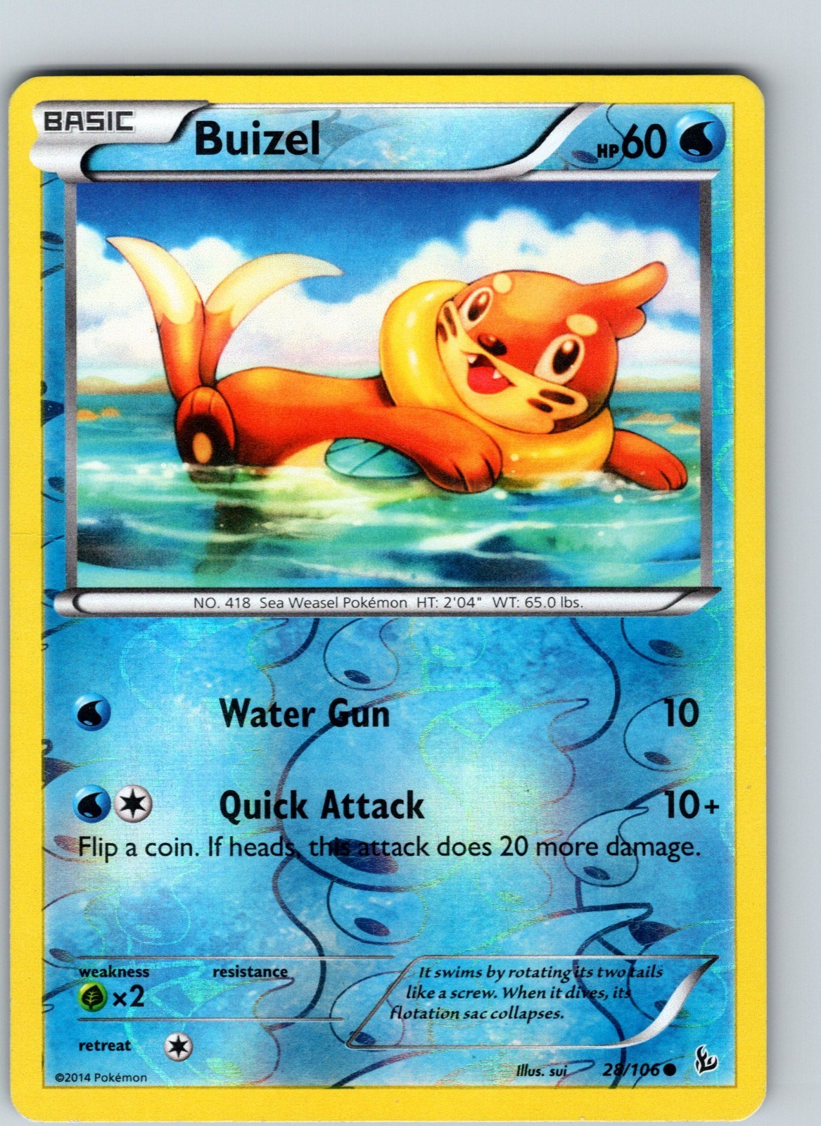 Buizel 28/106 2014 XY Flashfire Reverse Holo Common