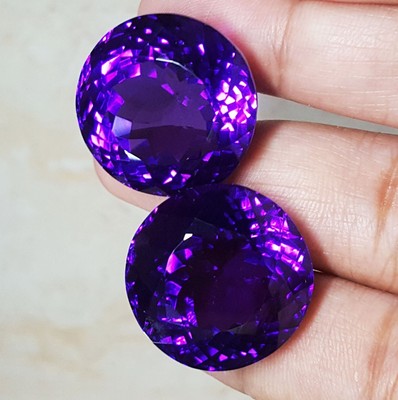Natural Tanzania Tanzanite Flawless Purple 21 Ct Loose Round Shape Gemstone Pair