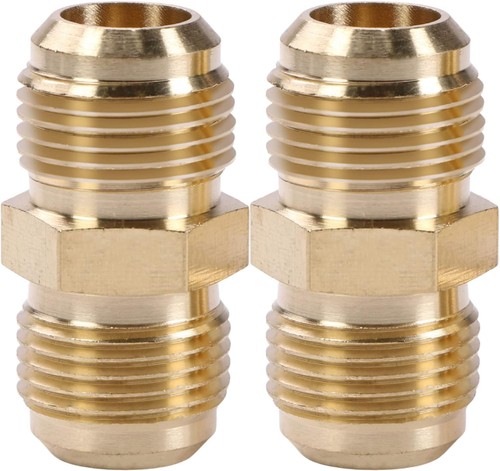 U.S. Solid 2pcs Brass Pipe Fitting Male Tube Coupler, 5/8" Flare x 5/8" Flare