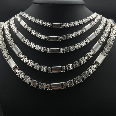 925 Sterling Silver Flat Euro Byzantine Chain Necklace&Bracelet Solid Bali King