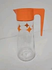 VTG 60s Anchor Hocking Orange Atomic Starburst Carafe Juice Pitcher 1 QT