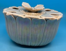 Opalescent Toothbrush Holder Japan SS Glass Porcelain Butterfly Vintage