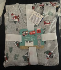 NWT Disney Kids Gray Flannel 2 Piece Family Pajamas Sz 4