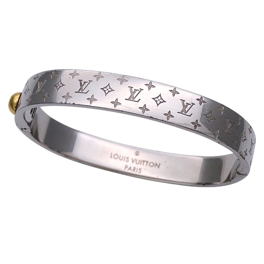 Louis Vuitton Authentic Metal Cuff Nanogram Bangle M00250 Louis Vuitton Authentic Metal Cuff Nanogram Bangle M00250