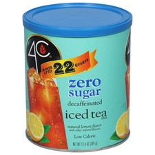 4C Zero Sugar Naturally Decaffeinated Lemon Flavor Iced Tea Mix 13.9 oz. Caniste