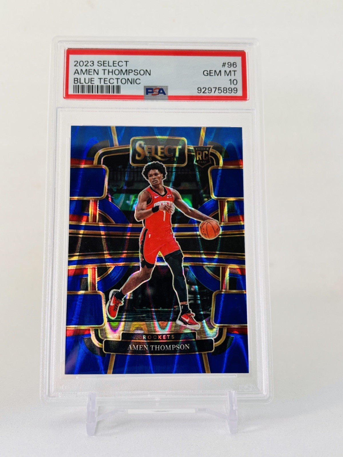 2023 PANINI SELECT BLUE TECTONIC #96 AMEN THOMPSON ROOKIE RC 64/99 PSA 10