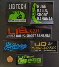 LIB TECH snowboard skateboard surf ski 6 Pack Logo Stickers 2 NEW old stock
