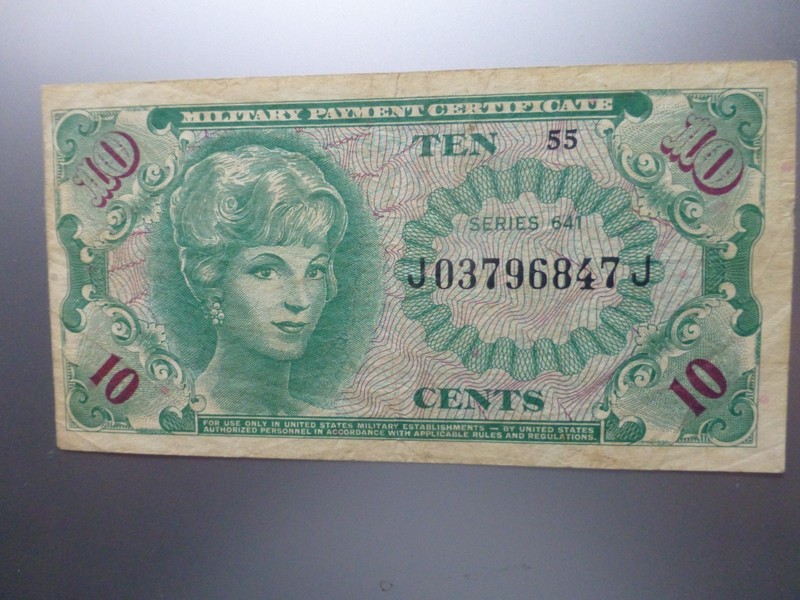 U.S. 641 Ten Cents Military Payment Certificate (MPC)