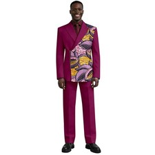 African Suits for Men Dashiki Printed Patchwork Jackets and Pants 2 Piece Set