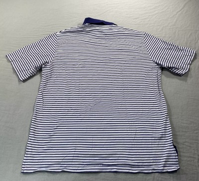 Polo Golf Ralph Lauren Shirt Mens L Blue White Striped Pima