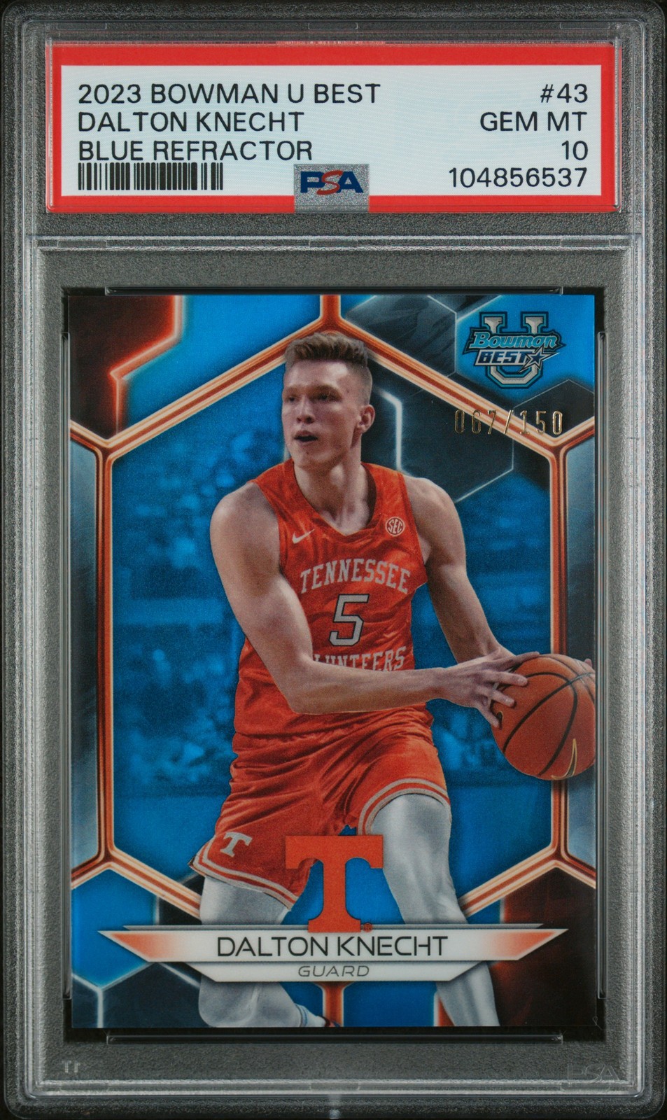 2023-24 Bowman University Best Dalton Knecht #43 Blue Refractor 067/150 PSA 10