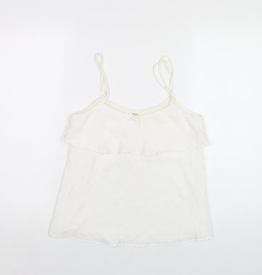 Mango Damen T-Shirt weiß Polyester Camisole Größe XS Rundhalsausschnitt