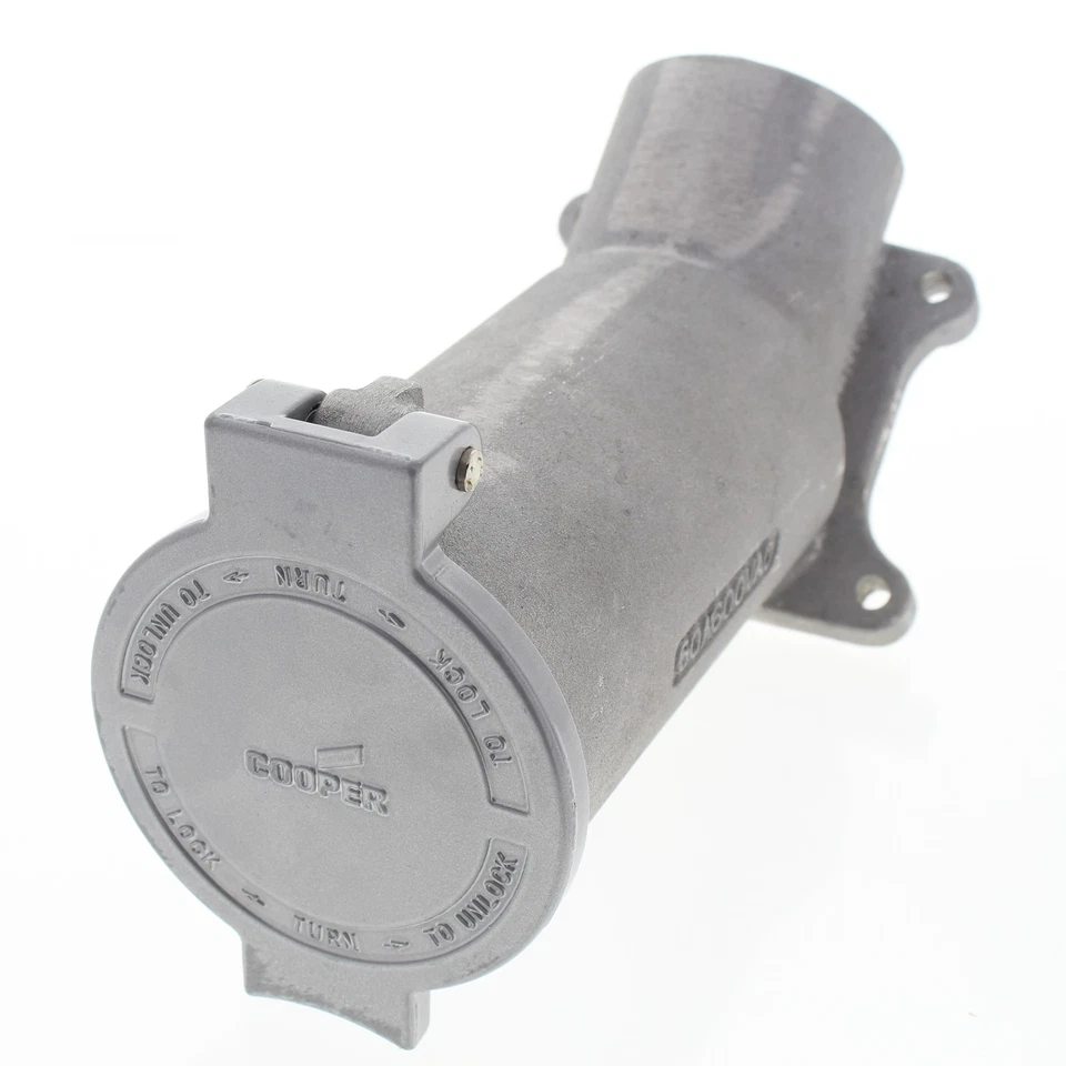 Cooper 26421 Gray Industrial Receptacle Angled W/Lid Powerlock 60A 600V 3P4W - Image 3 of 4