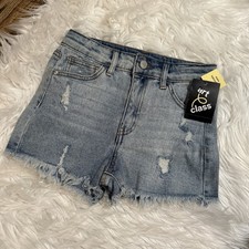Art Class Denim Shorts Girls Size M 7/8 Blue High Rise Distressed Frayed Hem NEW