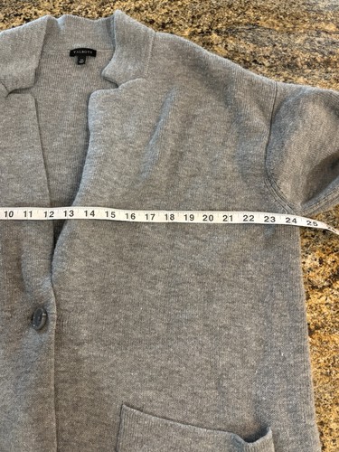 Talbots Damen grau Strick Cardigan Pullover Blazer XL Longline Knopf Taschen - Bild 5 von 7