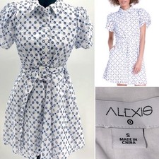 Alexis x Target Blue & White Tulip Eyelet‎ Dress Small EUC