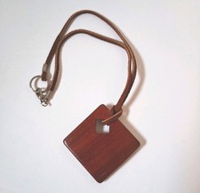 Diamond Shaped Wooden Pendant Necklace Handmade