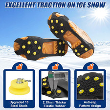 Ice Cleats for Shoes and Boots Ice Snow Grippers Anti-Slip Crampons 10 Studs ...