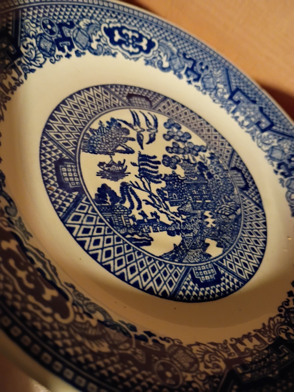 VTG 4PC Place Setting Churchill England Blue Willow Plate Bowl Cup & Saucer EUC