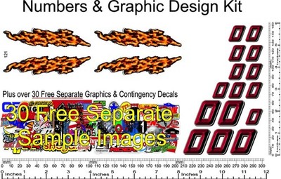 R/C Vinyl Decal 1/16th Scale Bevel 2-D Red (# 0's) Graphic Flame Kit R121 