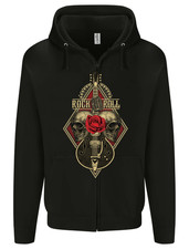 Rock n Roll Guitar Skull Guitarist Electric Mens Zip Up Hoodie