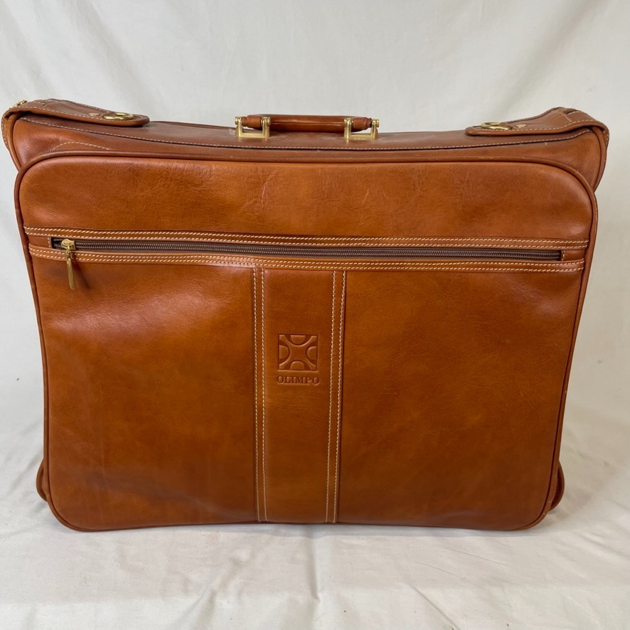 Spannish Leather Briefcase Luggage Brown Travel Suitcase Vintage