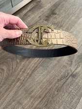 CINTURA JUST CAVALLI IN PELLE TAGLIA - 85 MARRONE-ORO VECCHIO FIBBIA LOGO JC