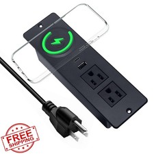Recessed Power Strip 15W Wireless Charger USB C 2 Outlets 2 USB Ports